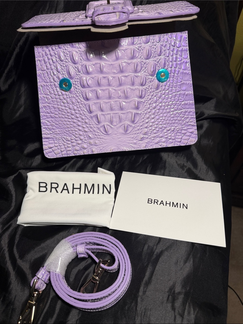 Brahmin Small Hallie Gentle Lavender Melbourne Satchel & Veronica Wallet - Picture 5 of 11